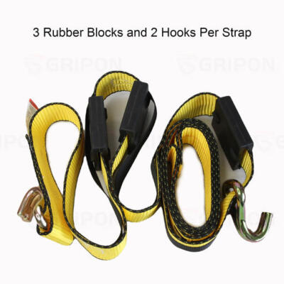 GRIPON (Pack of 8) 2inch x 10ft Over Tire Car Hauler Tie Down Straps with J Hook