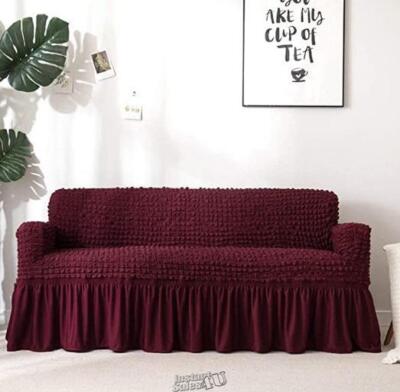 Boshen 3D Bubble Lattice Elegant Stretch Spandex Sofa Cover Burgundy 90-116"