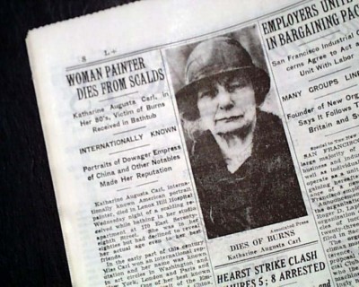 KATHARINE CARL Empress Dowager Cixi Portrait Painter Fame DEATH 1938 Newspaper