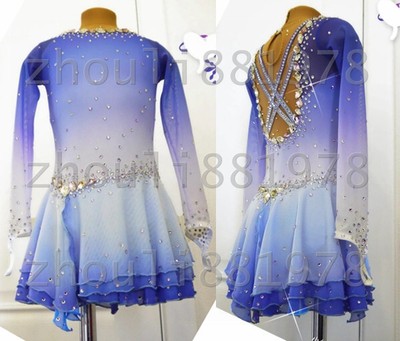 Figure Skating Dress Women's / Girls' Ice Skating Dress blue dyeing