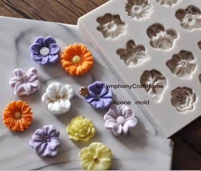 Mini Flowers mold, flowers embed mold, fondant flower mold, rose embed mold