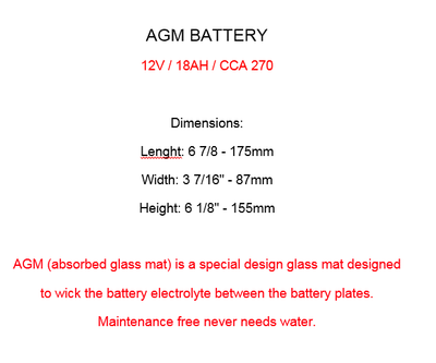 Caltric AGM Battery for Yamaha Kodiak 450 YFM450F 4WD 2003-2006 / 2018-2023