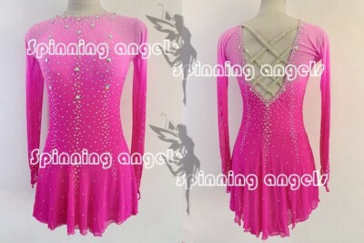 Ice Figure Skating Dress/Dance/Baton Twirling costume Custome pink dyeing
