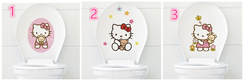 Hello Kitty Toilet bowl lid Decal/ Nursery Wall Sticker- Toilet training fun 