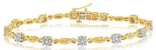 56CT DIAMOND 14KT YELLOW GOLD 3D MULTI FLOWER XO INFINITY