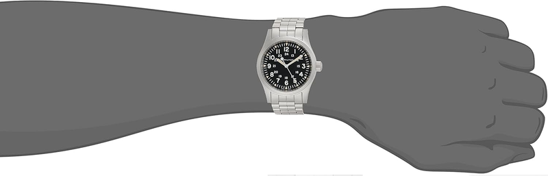 Pre-owned Watch Khaki Field Mechanical 38mm Case, Black Dial, Silver Stainless Steel Brace