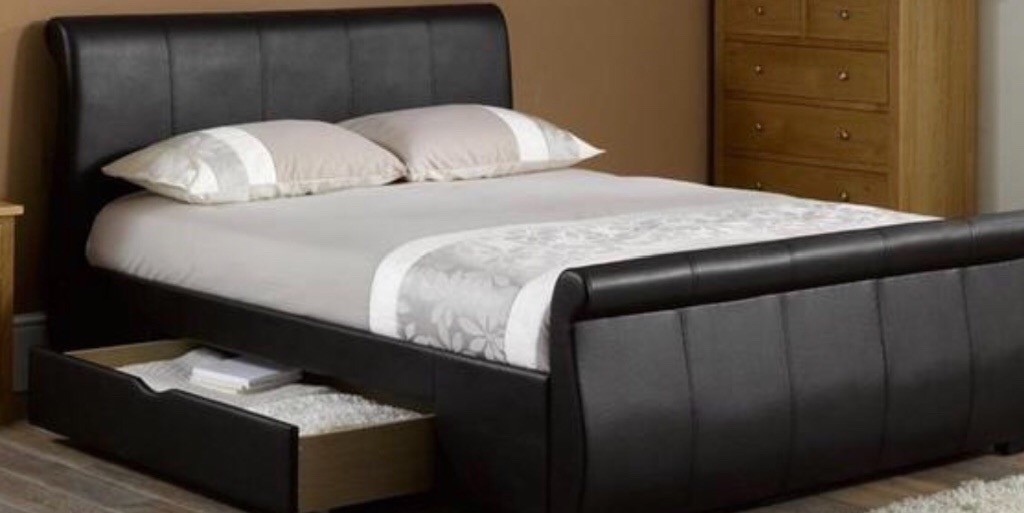Super King Faux Leather Bed With Mattress In Newtownards