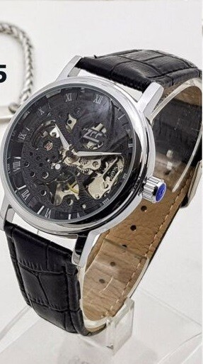 Orologio Polso ZCC 003 Uomo Automatico Cinturino Pelle Casual Nero Nero lac