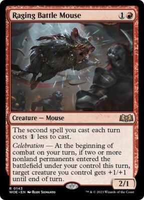 Raging Battle Mouse - Wilds of Eldraine WOT - Rare - MTG Magic Pack fresh
