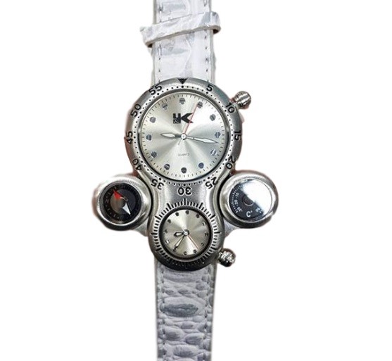 Orologio Polso YK 4 Quadranti Uomo Analogico Quarzo Data Casual Moda Bianco lac