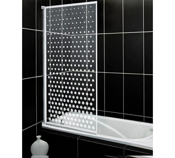 Argos Home Framed White Spotted Single Bath & Shower Screen in