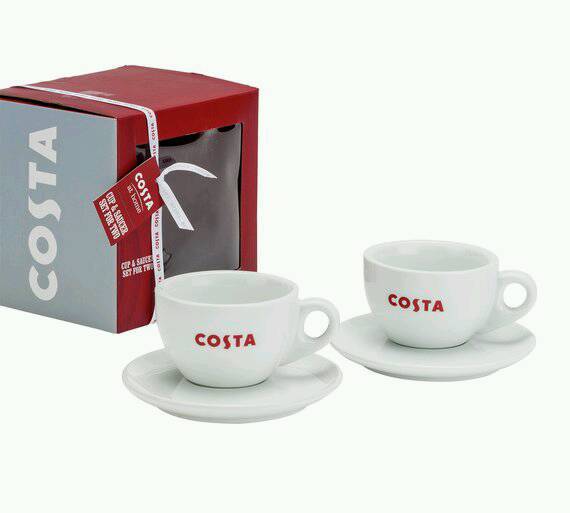 pair costa coffee primo porcelain cup and Saucer Duo Set gift present