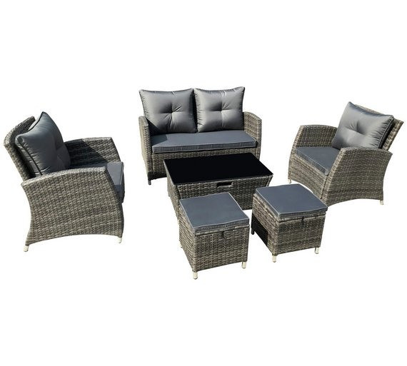 Fully assembled 6 Seater Rattan Effect Sofa Set with 