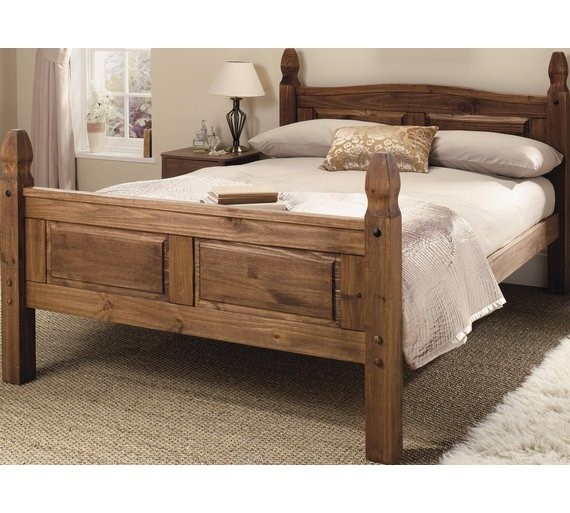 Ex display Double bed frame. Dark Mexican pine. Bargain. Delivery