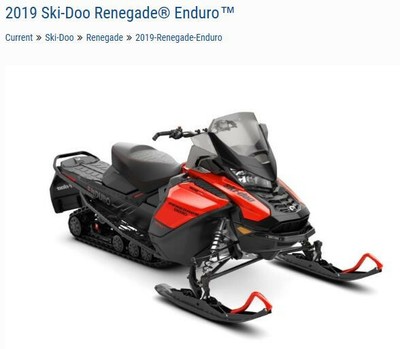 2019 Ski Doo Renegade Enduro 900 ACE Turbo Lava Red & Black