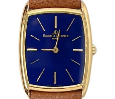 Baume & Mercier アンティーク ブラウン革ベルト 腕時計 Vintage Baume & Mercier Cylindrical Asymmetrical Ladies