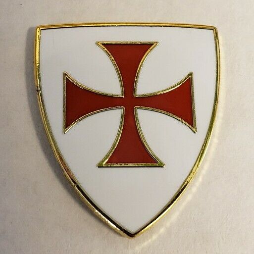 Knights Templar Crusader Red Cross White Shield Lapel Pin Badge Medal Christian 