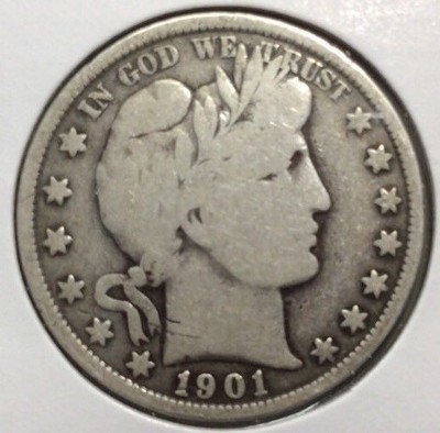 1901 Barber Silver Half Dollar in VG+/F Condition