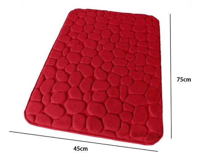 Tappeto Tappetino Per Bagno Arredo 45x75cm Sassi Rosso dfh