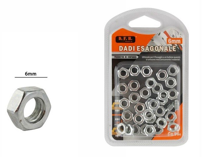 Confezione Dadi Esagonali Bulloni Misura 6mm dfh