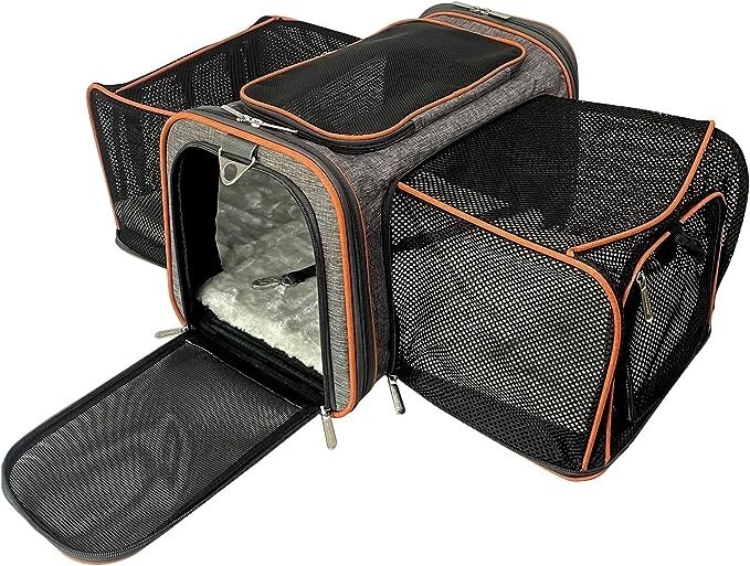 Mr. Peanut's Double Expandable Airline Approved Soft Sided Pet Carrier, Diamond