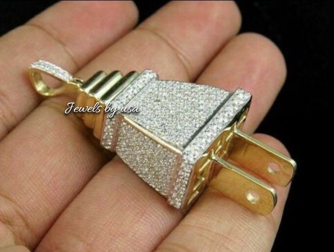 Pre-owned Nsg Real Iced D/vvs Moissanite Men's 3d Plug Socket Charm Rapper Pendant-free Gift In White
