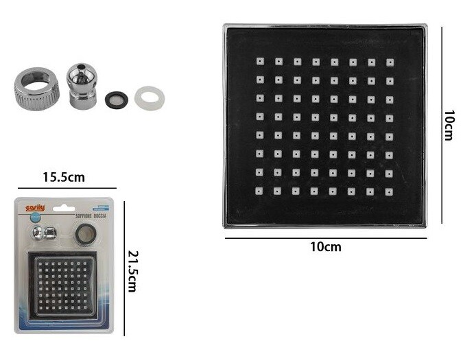 Soffione Doccia Quadrato Ugelli Fori Bagno Miscelatore 69283 dfh
