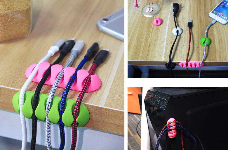 5Clip Cable Clip Desk Tidy Cable Organizer Wire Cord USB Charger Cord
