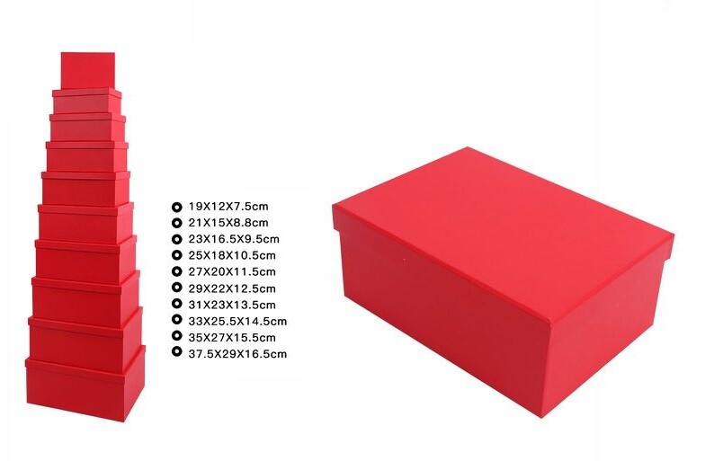 Set 10 Pezzi Scatole Box Per Regali Varie Misure Matrioska Colore Rosso dfh