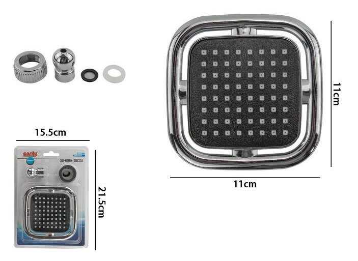 Soffione Doccia Quadrato 11cm Ugelli Fori Bagno Miscelatore 69281 dfh