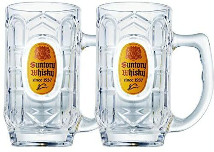 Suntory Kaku Whisky Soda Mug Glass 12.7oz. 375ml x 2 Set