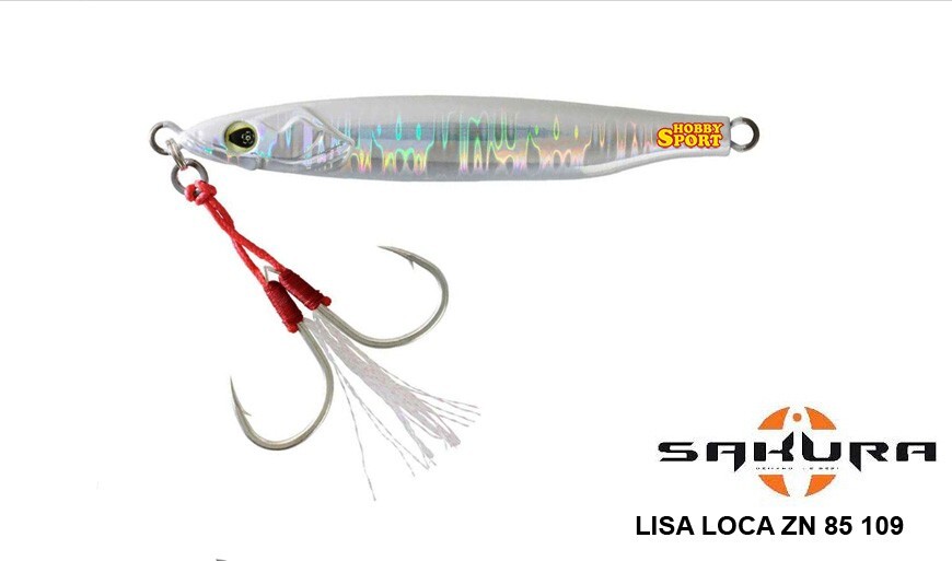 SAKURA LISA LOCA 85 ZN RATTLE 30 GR COL. 109 SILVER HOLO METAL JIG SPINNING