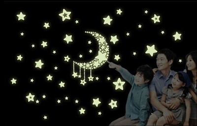 1Set Glow In The Dark Shiny Wall Stickers Wallpaper Luminescent Moon and Stars