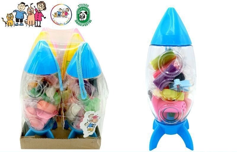 Set 6 Pezzi Plastilina Shuttle Colori Con Accessori Formine Morbida Bambini hmj