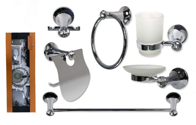 Bagno 6 Accessori Cromato Porta Asciugamano Rotolo Bicchiere Spazzolin 52437 dfh