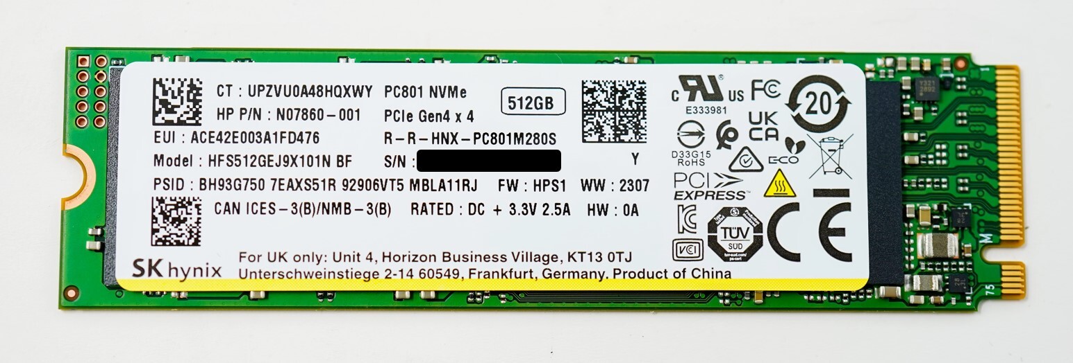 SK Hynix 512GB PC801 M.2 NVMe PCIe Gen4x4 SSD Solid State SK Hynix 512GB PC801 M.2 NVMe PCIe Gen4x4 SSD Solid State
