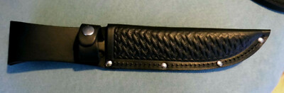 Schwarze Leder Scheide für feststehende Messer bis 13cm Klinge Gürteletui Bowie