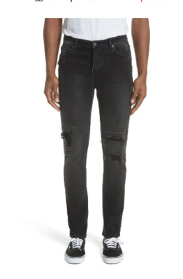 KSUBI CHITCH BONEYARD SLIM FIT DISTRESSED BLACK MENS JEANS 33/32