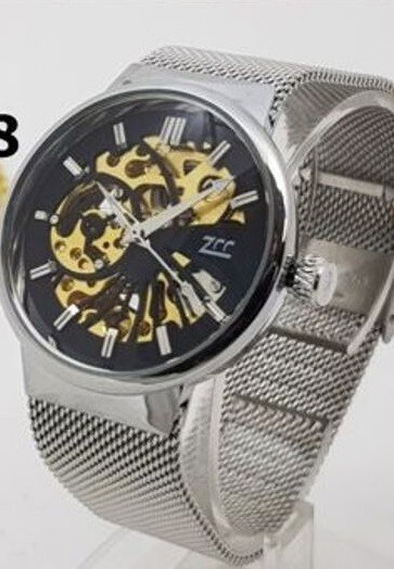 Orologio Polso ZCC 007 Uomo Automatico Maglia Milano Casual Silver Nero lac