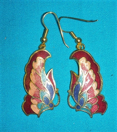 WHOLESALE CLEARANCE-3 CLOISONNE BUTTERFLY  WIRE EARRINGS-NEW