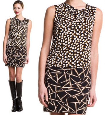 Diane Von Furstenberg Ivy Pomme Sky Gold Grass Rain Silk Jersey Dress