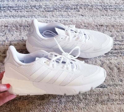 Adidas ZX 1K Boost White Sneakers NEW Size 6.5 Mens White Mesh