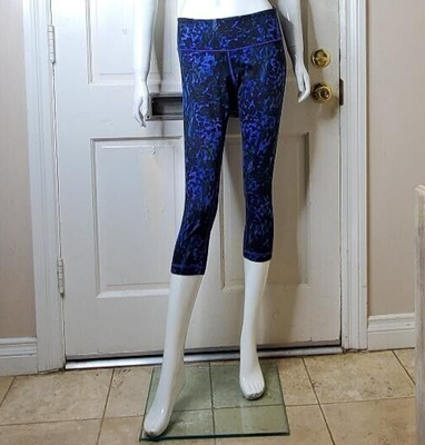 Lululemon Wonder Under Crop Leggings Iris Floral Purple & Black