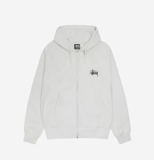 Pre-owned Stussy 2024  Basic  Zip Hoodie Fog, 100% Authentic In White