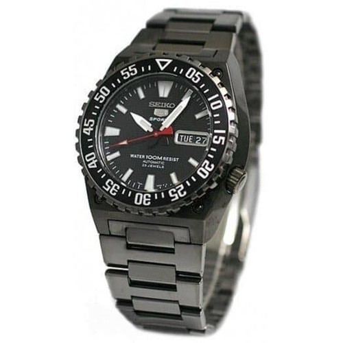 Pre-owned Seiko 5 Sports Snzd73k1 Automatic Men Watch Black Stainless Steel Snzd73