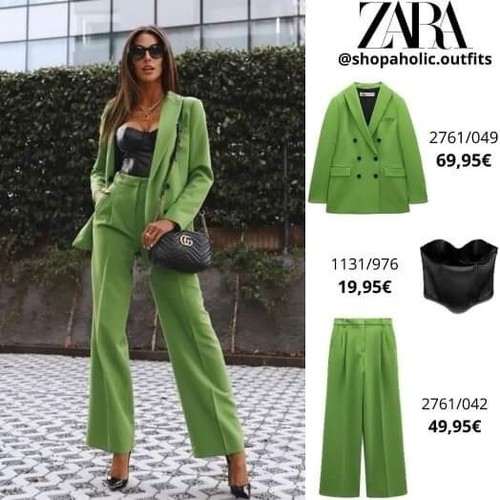 ZARA セットアップ ZARA 2 Piece Set Blazer And Pants Apple Green 2761/049+2761