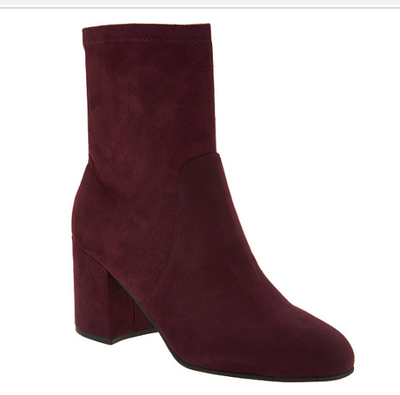 Marc Fisher Faux Suede or Crushed Velvet Ankle Boots Ileesia Burgundy Dark Red 5 eBay