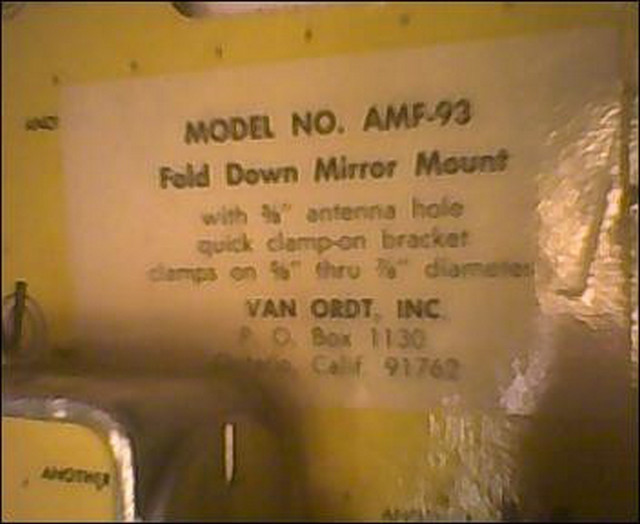 AMF-93 Van Ordt Fold Down Mirror Mount CB Ham antenna