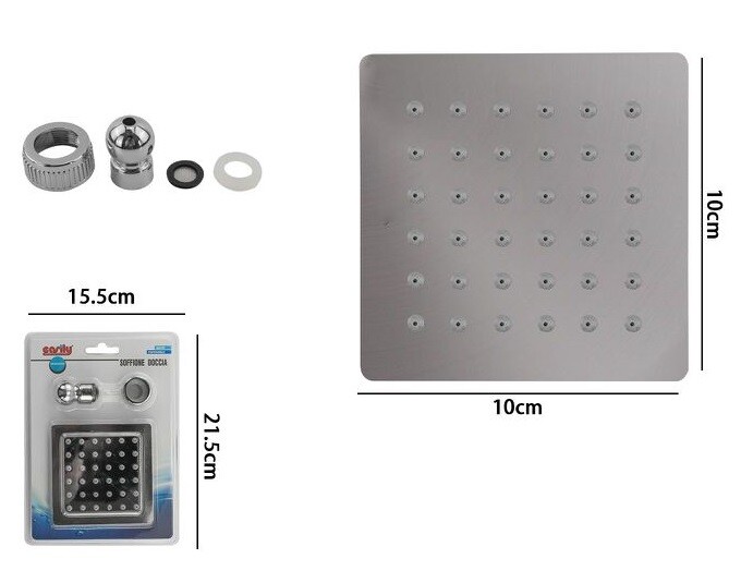 Soffione Doccia Ugelli Fori Bagno Miscelatore Quadrato 10x10cm 69460 dfh