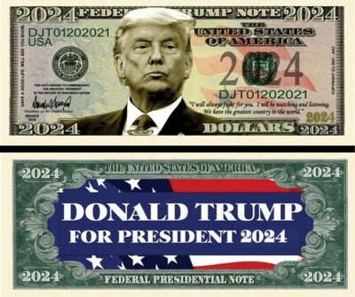 TRUMP 2024 ! BILLET DOLLAR USA Election Candidature Etats unis Donald Président